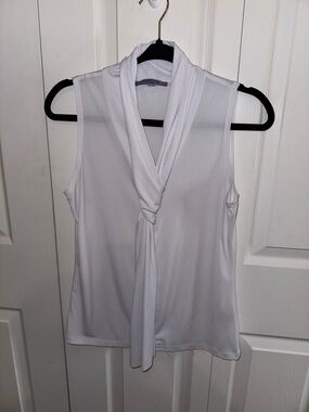 White Sleeveless Knot-Front Women's Top